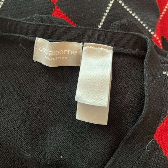 Red & Black Argyle Sweater Set by Liz Claiborne, EUC Ladies Size M/L - Picture 3 of 3